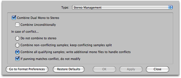Stereo Management Preferences